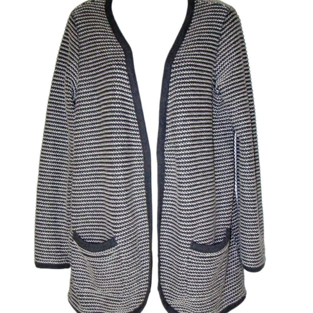 Lands' End Textured Marled Open Front Cardigan Small